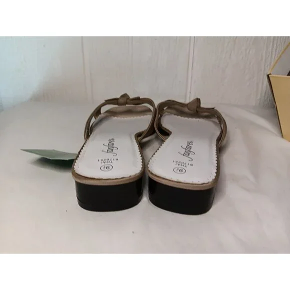 Fanfares Thai Womens 9.5 Dress Sandal Natural Tan Slide Slip On Knotted NEW - Picture 5 of 8